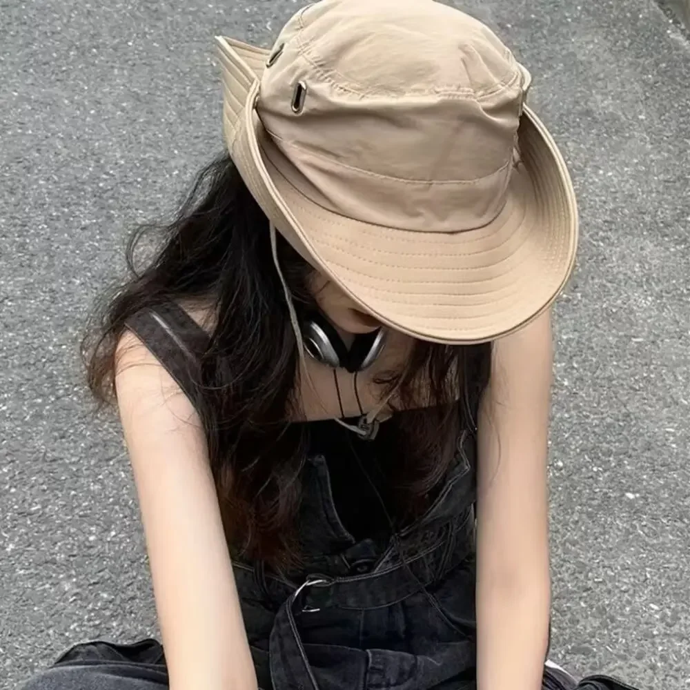 Women's Retro Hiking Hat Grey Wide Boho Brim Packable Floppy Sun Distressed New